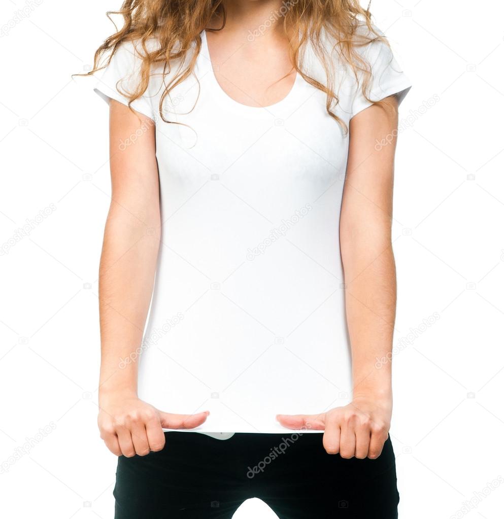 Pretty girl with blank t-shirt Stock Photo by ©GekaSkr 18234363
